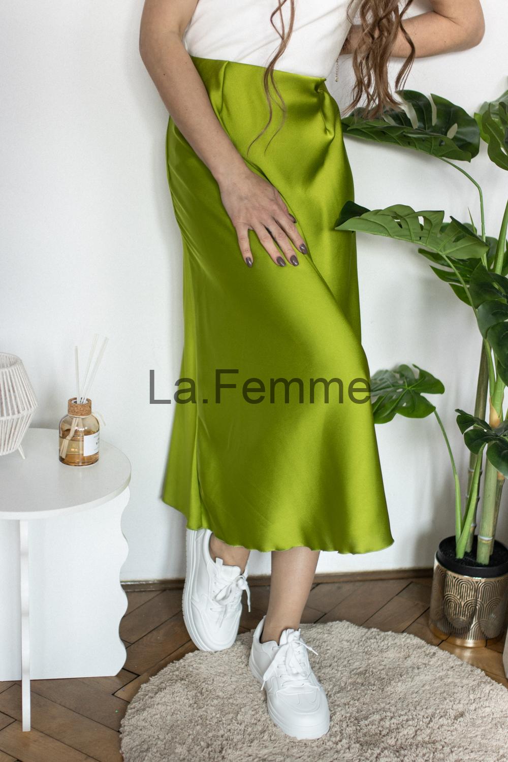 Dámská saténová sukně, green