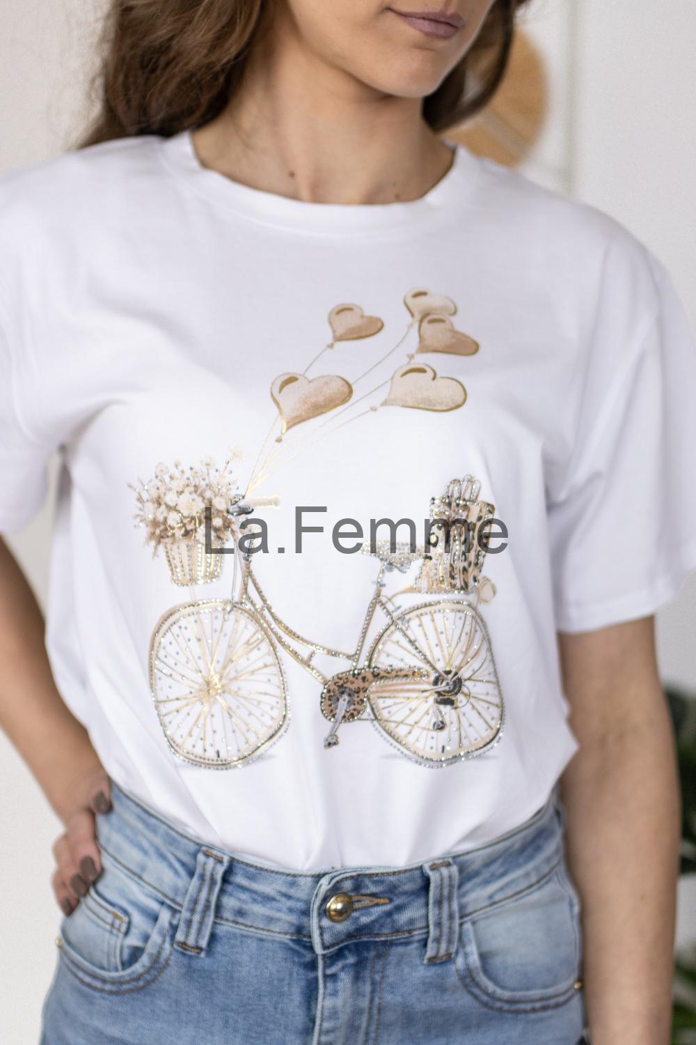 Dámské tričko Brown Bike, white