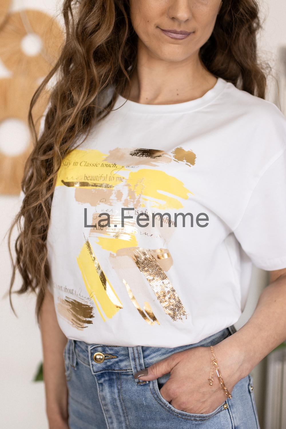 Dámské tričko Yellow Vibe, white