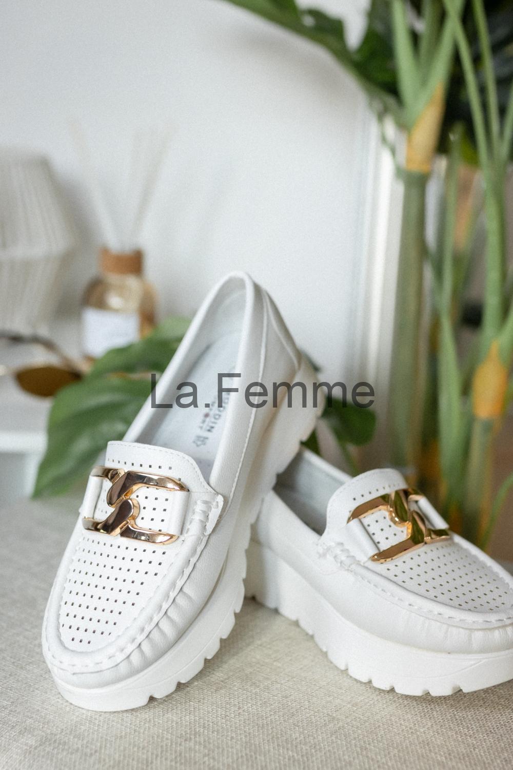 Elegantní dámské mokasíny, white