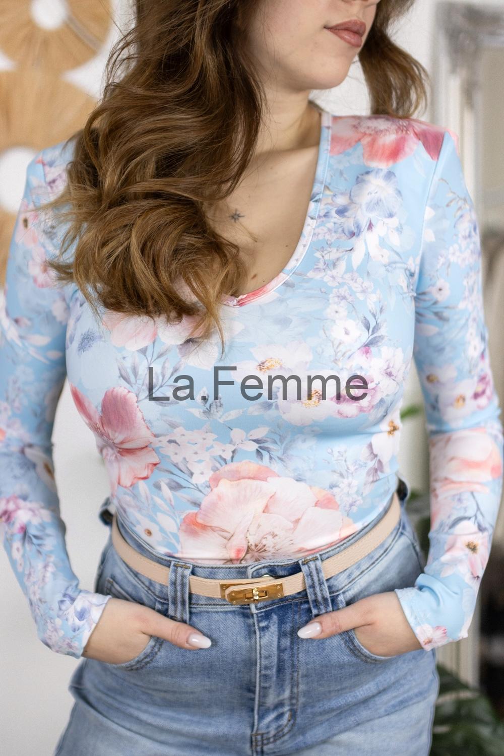 Dámská květovaná halenka, light blue