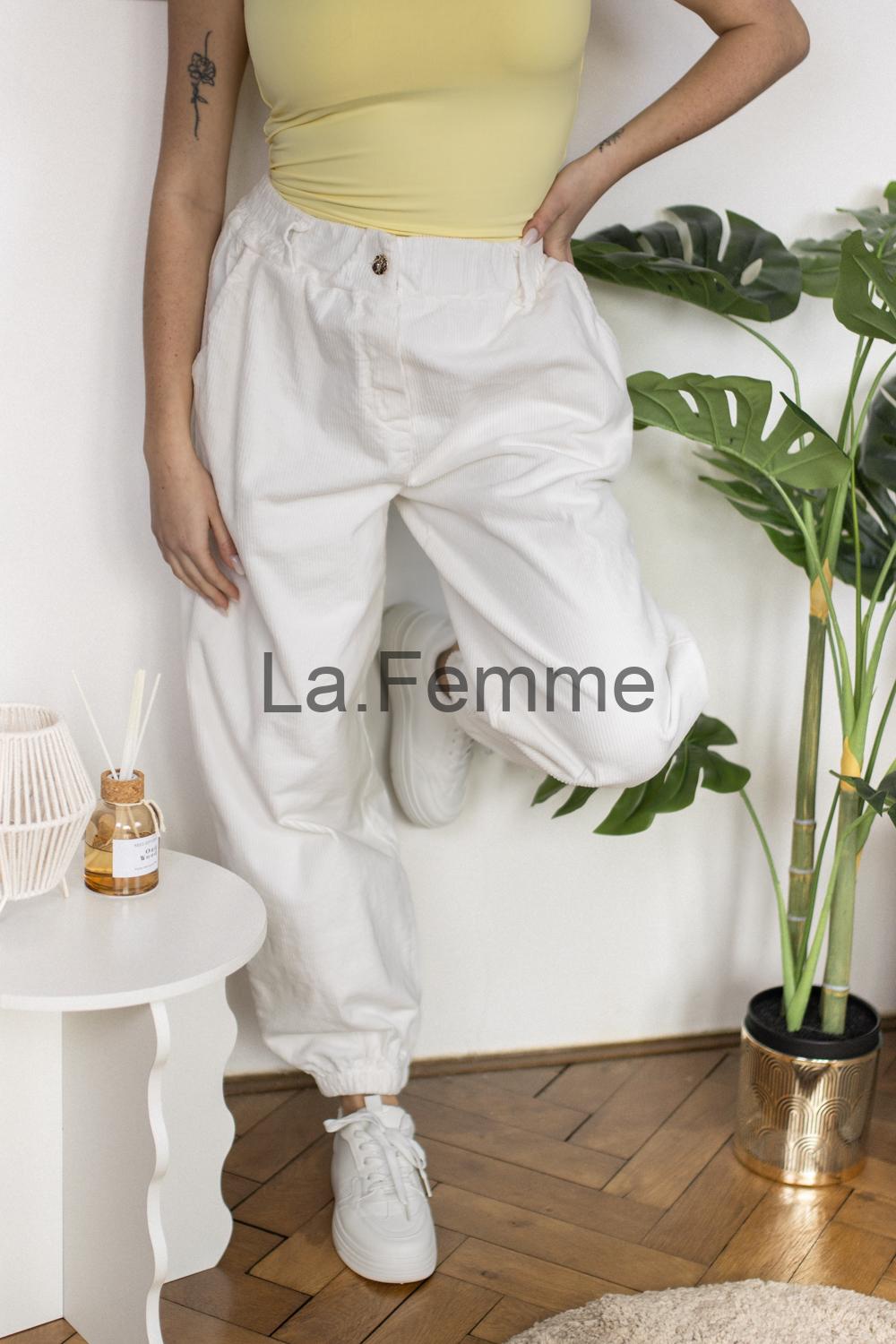 Dámské bílé manšestrové kalhoty, white