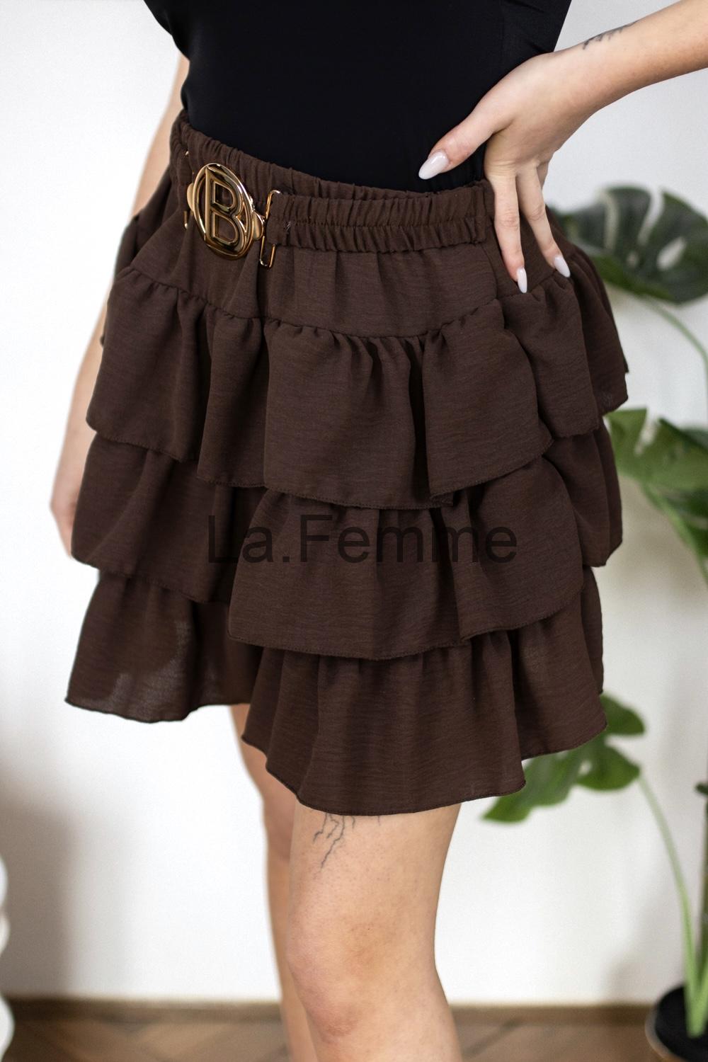 Dámská krátká sukně s volánky, brown