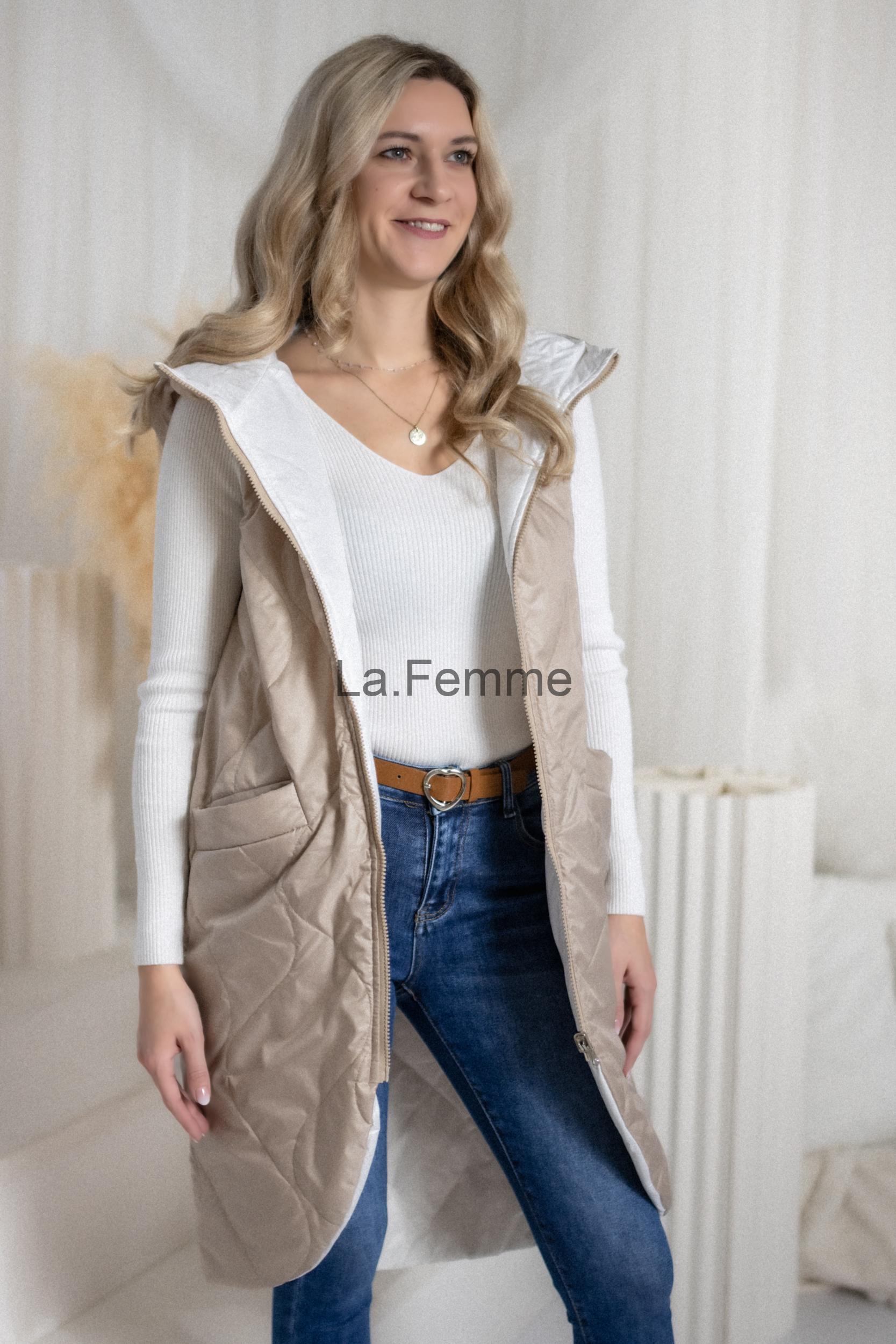 Oboustranná dámská vesta Maya, Beige-White 