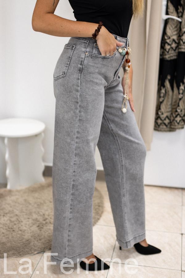 Dámské Džíny wide leg Mary, šedé