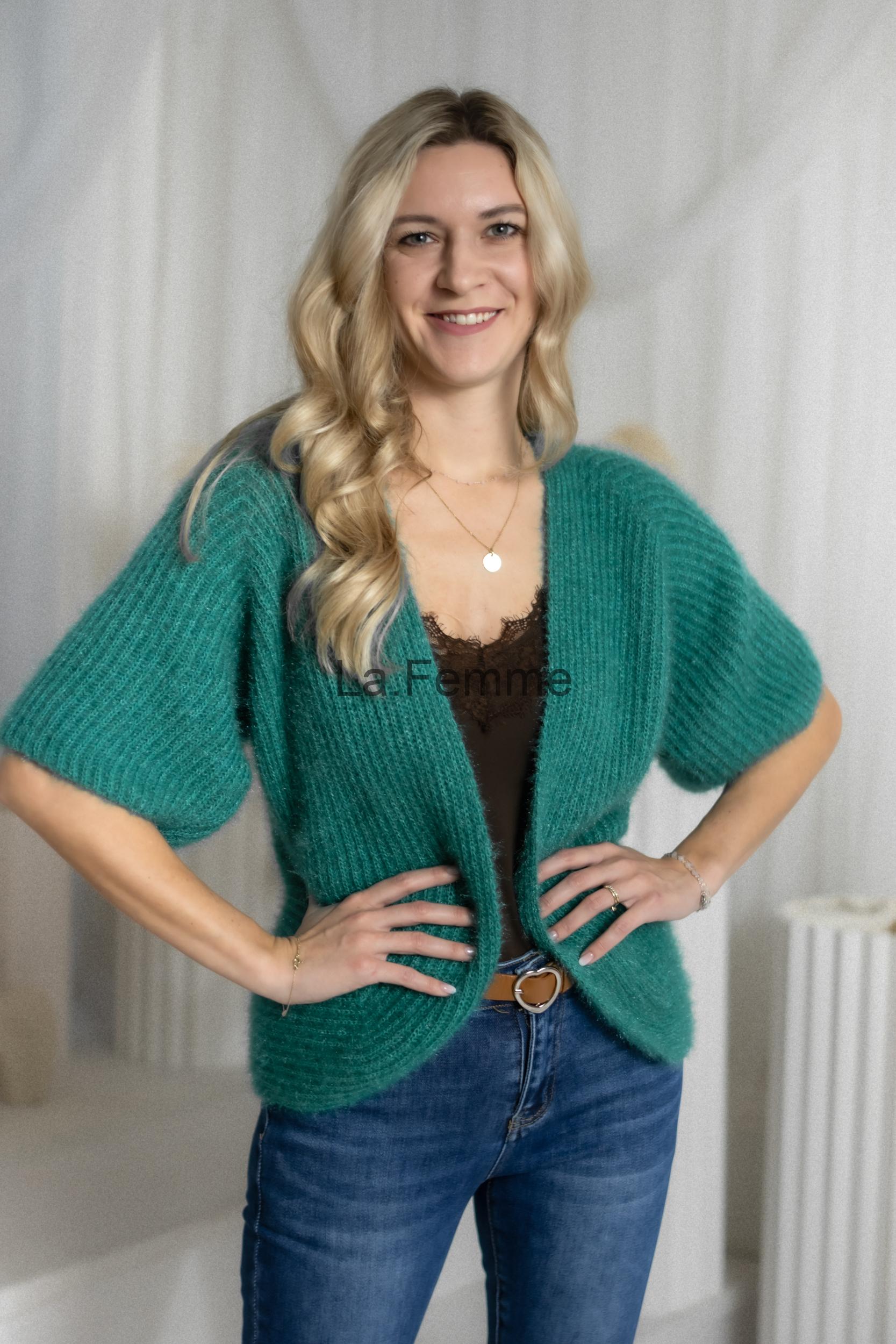 Krátký pletený kardigan, Green