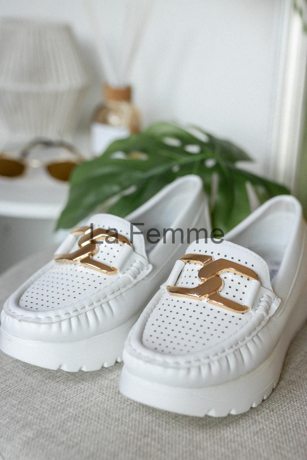 Elegantní dámské mokasíny, white