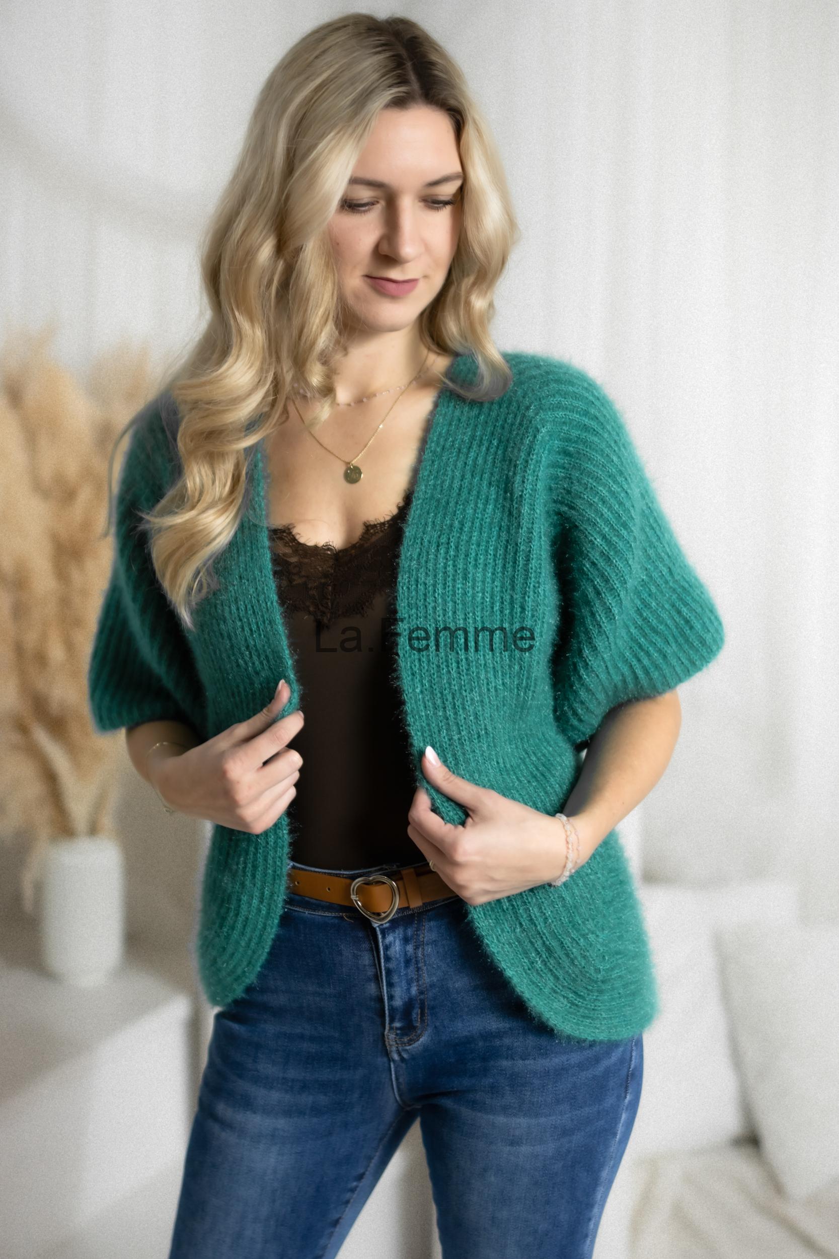 Krátký pletený kardigan, Green