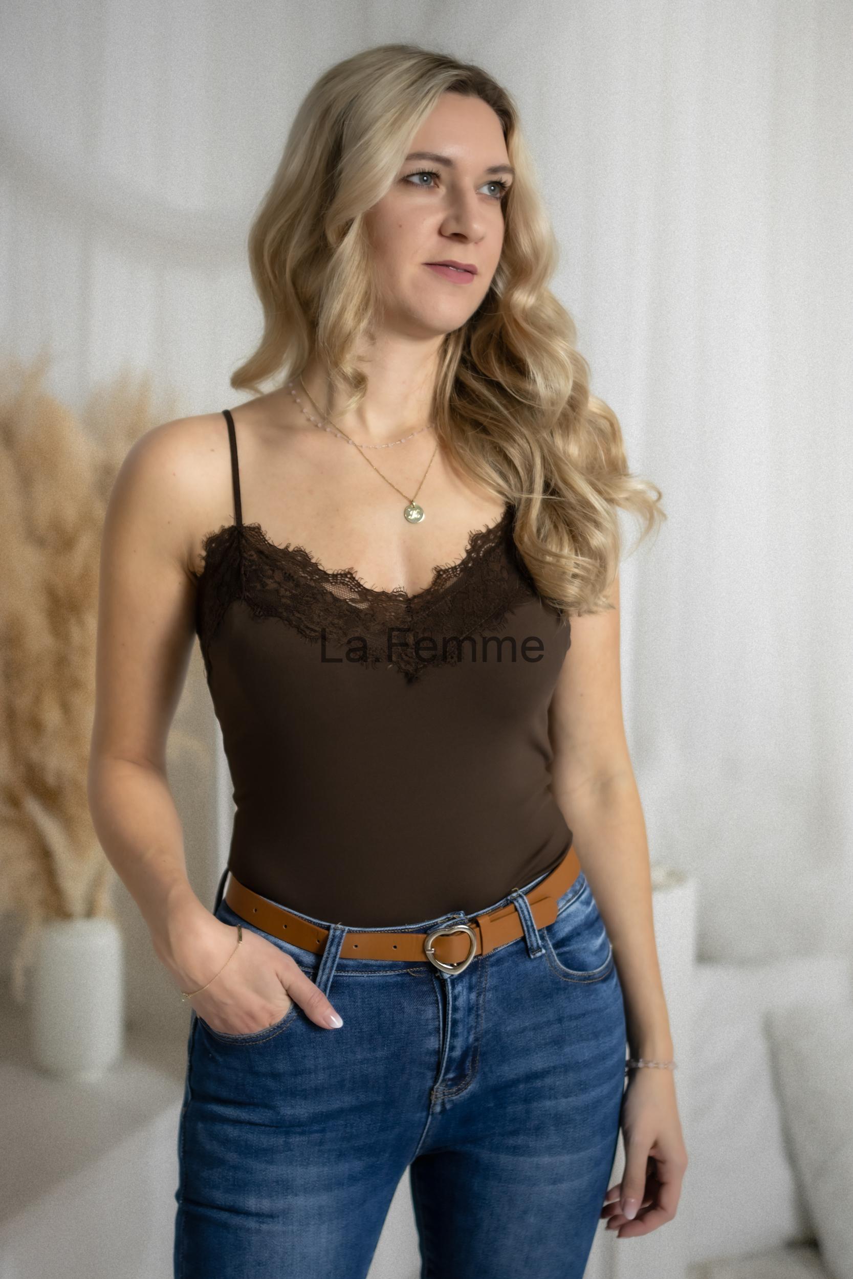 Dámské body s krajkou, Brown