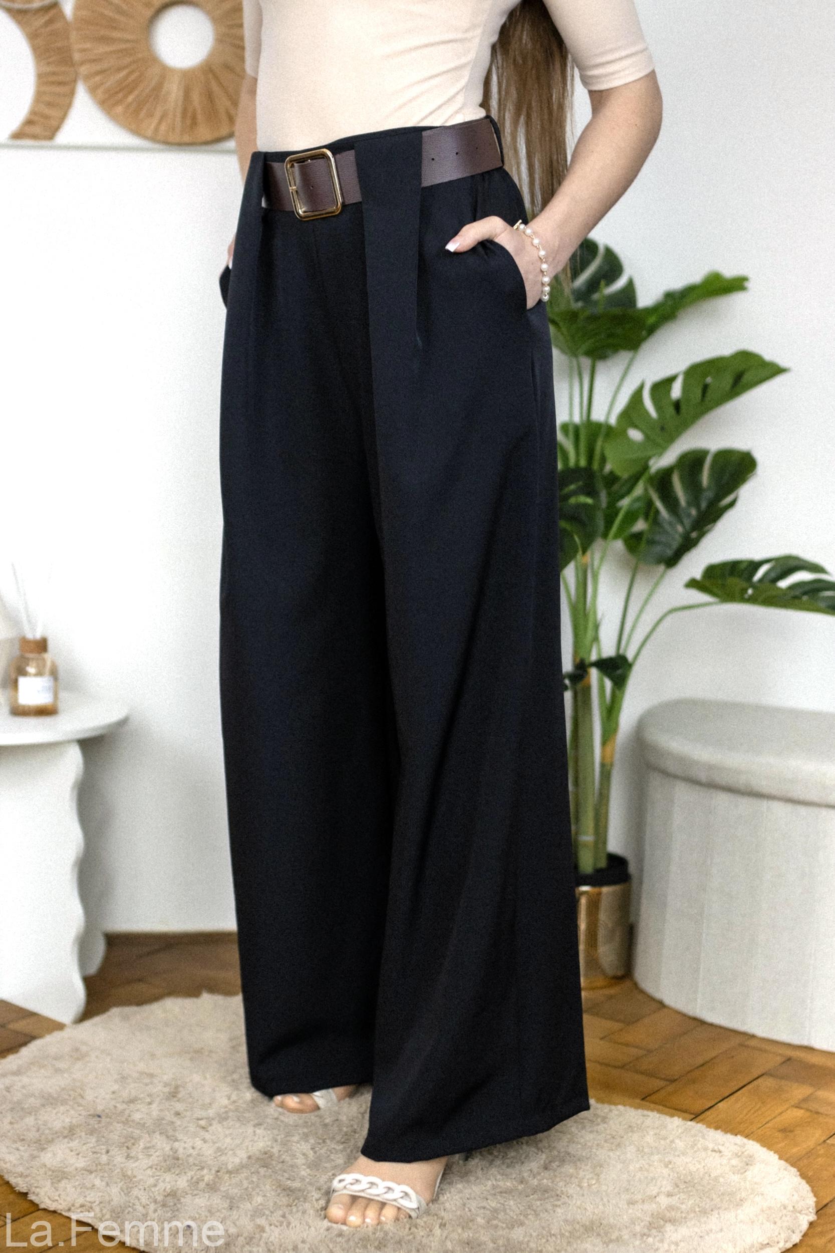 elegantní kalhoty wide leg, black