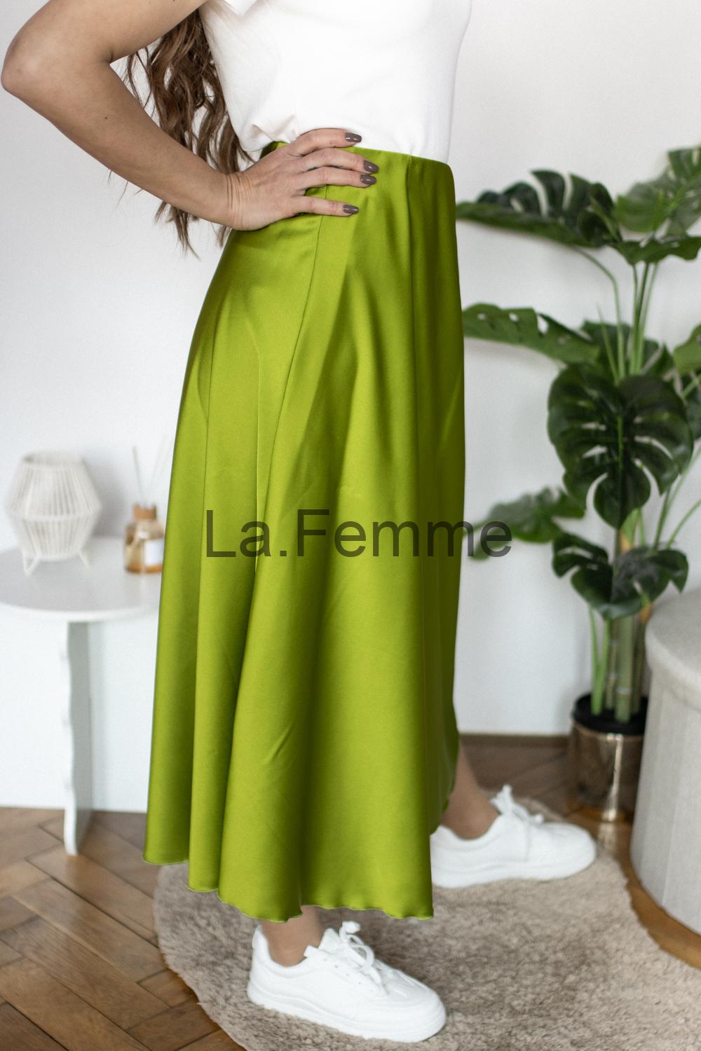 Dámská saténová sukně, green