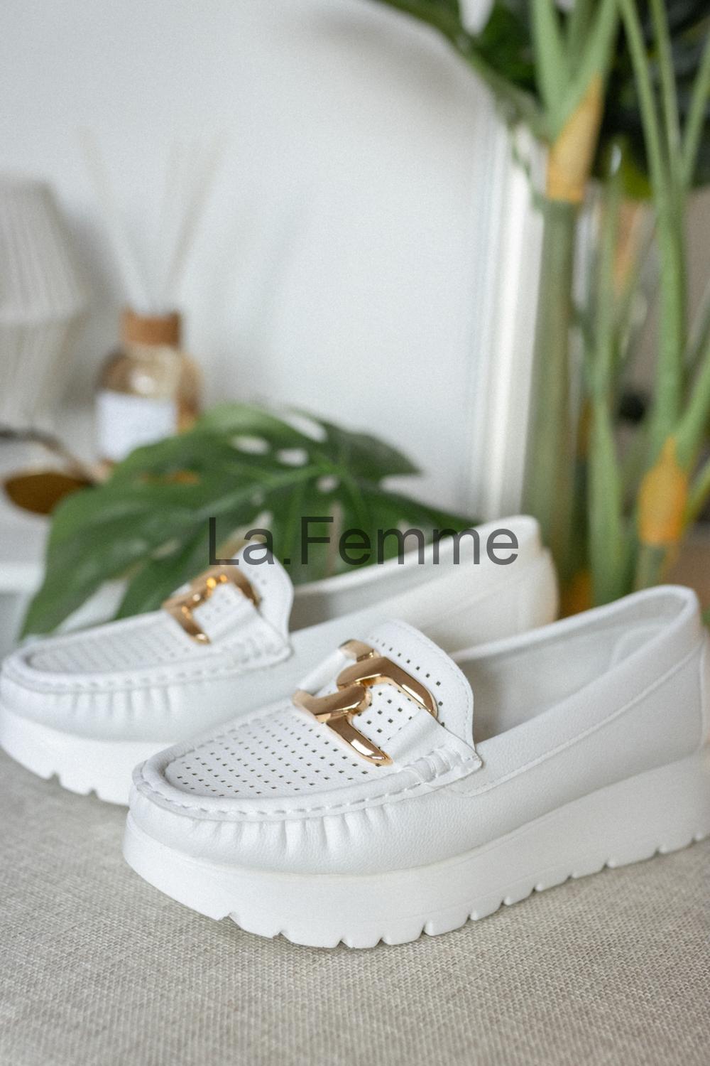 Elegantní dámské mokasíny, white