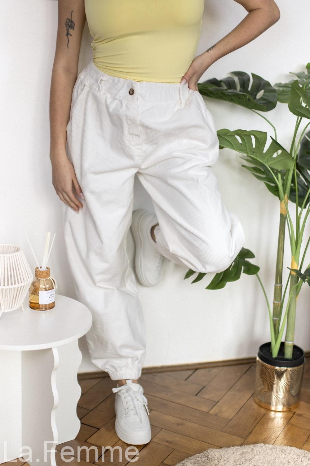 Dámské bílé manšestrové kalhoty, white