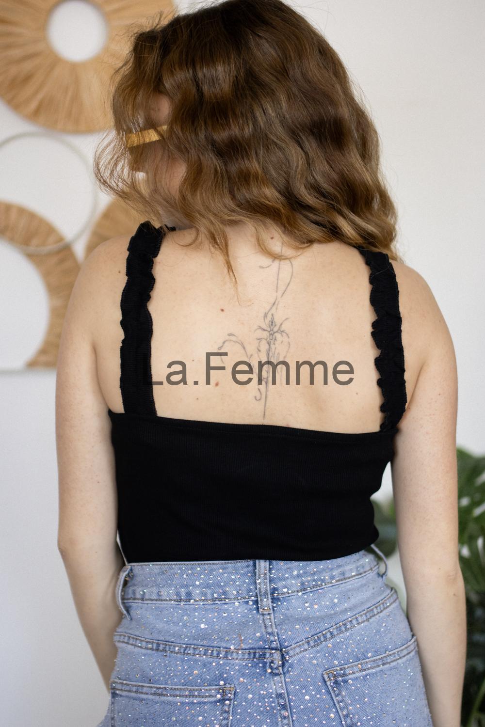 Dámské černé žebrované body Vanessa