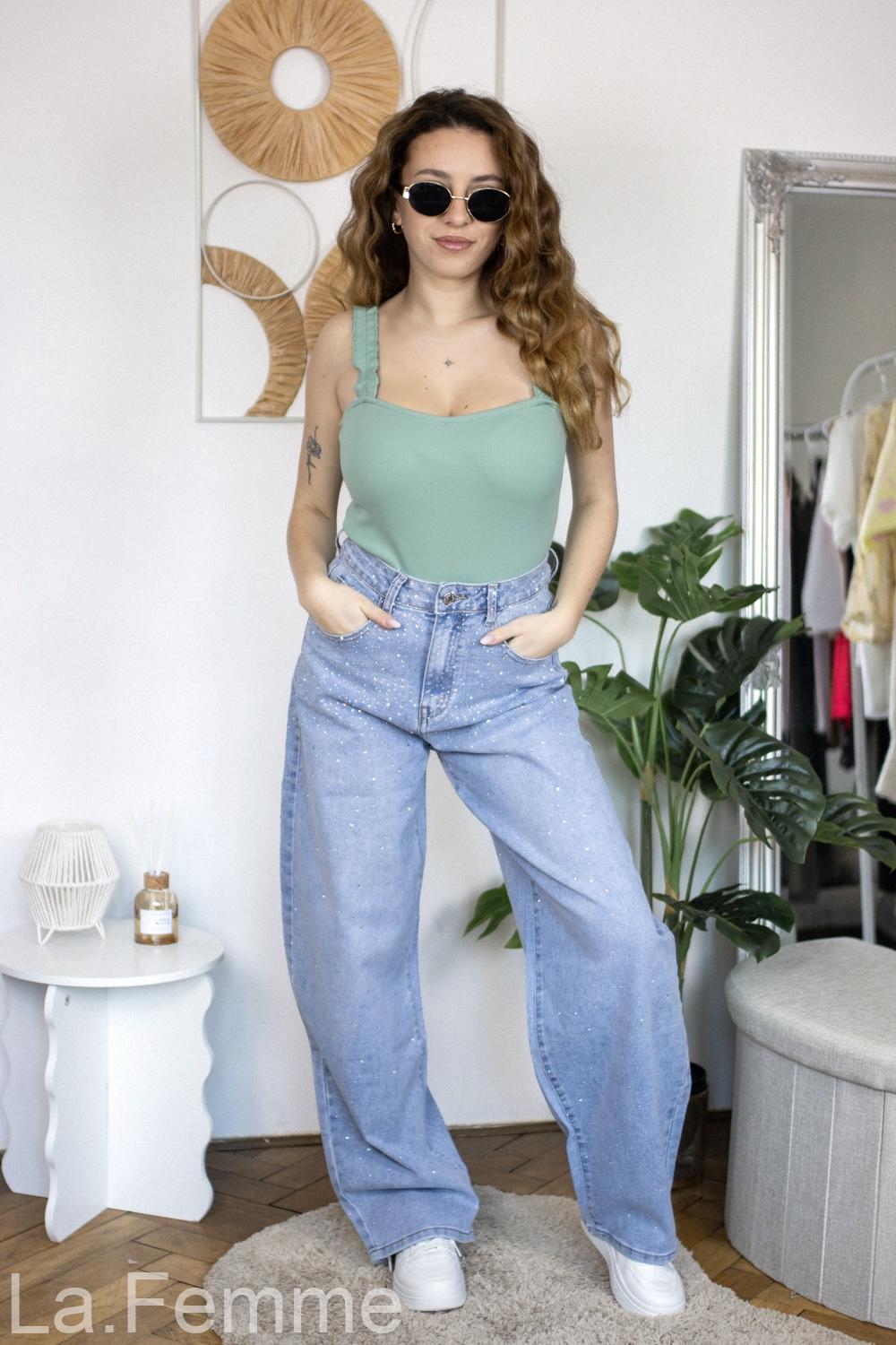 Dámské mátové žebrované body Vanessa