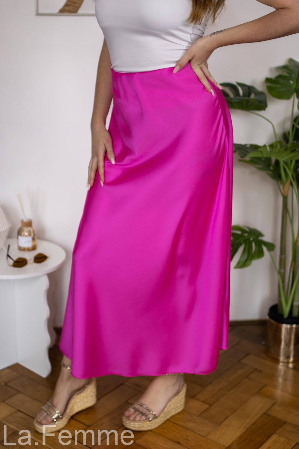 Dámská saténová sukně, pink