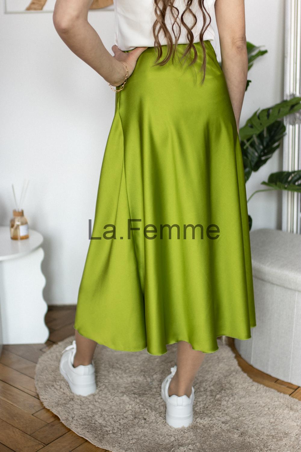 Dámská saténová sukně, green
