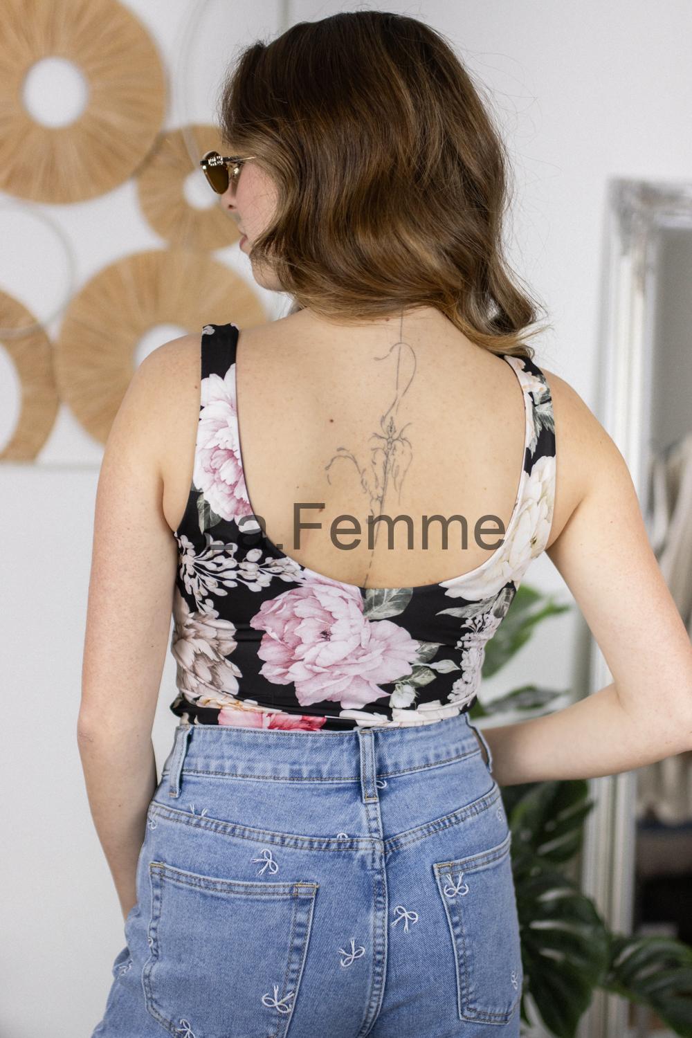 Dámské květované tílko Basic, black