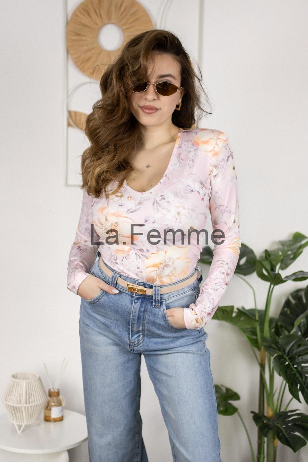 Dámská květovaná halenka, light pink