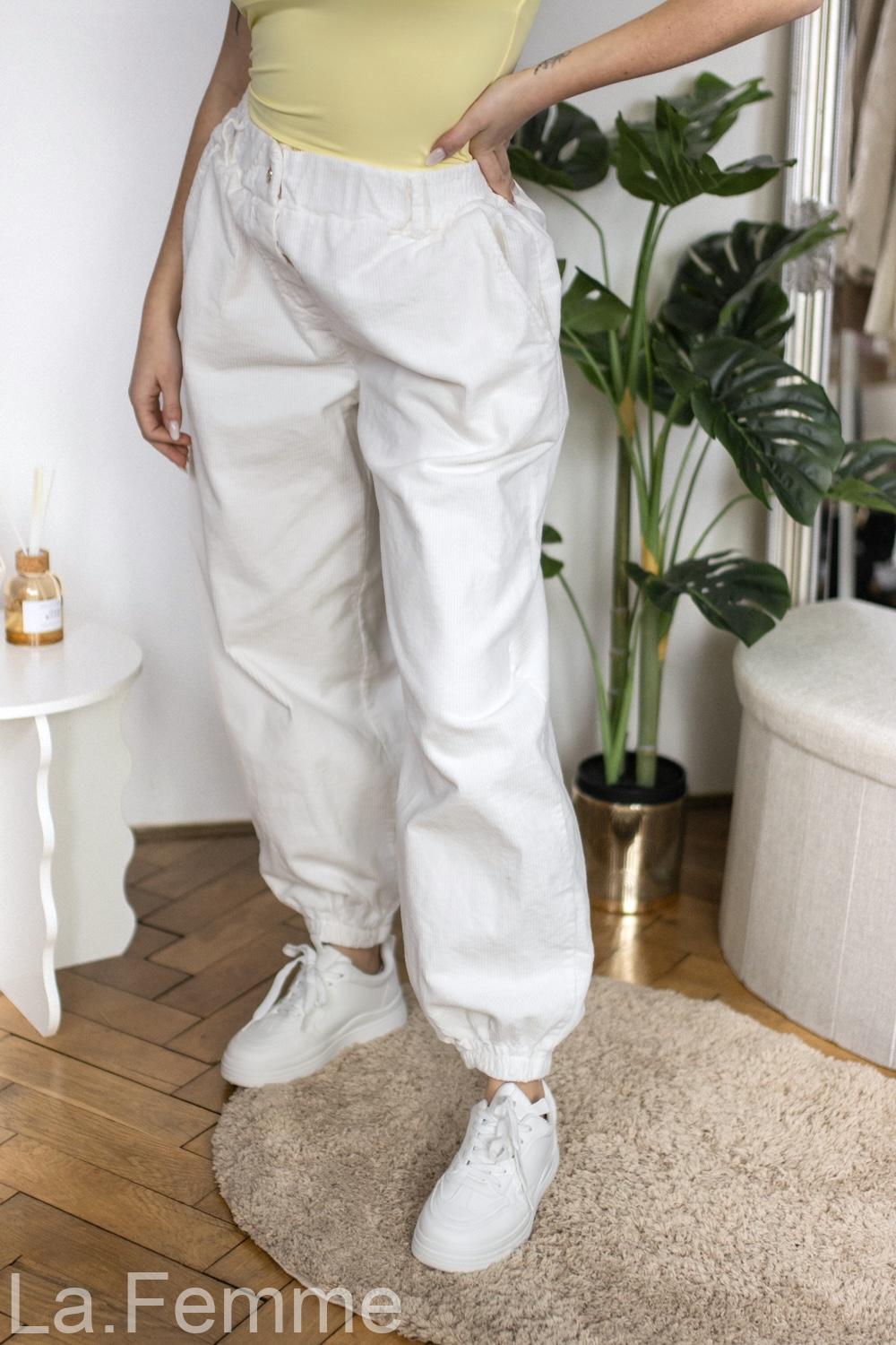 Dámské bílé manšestrové kalhoty, white