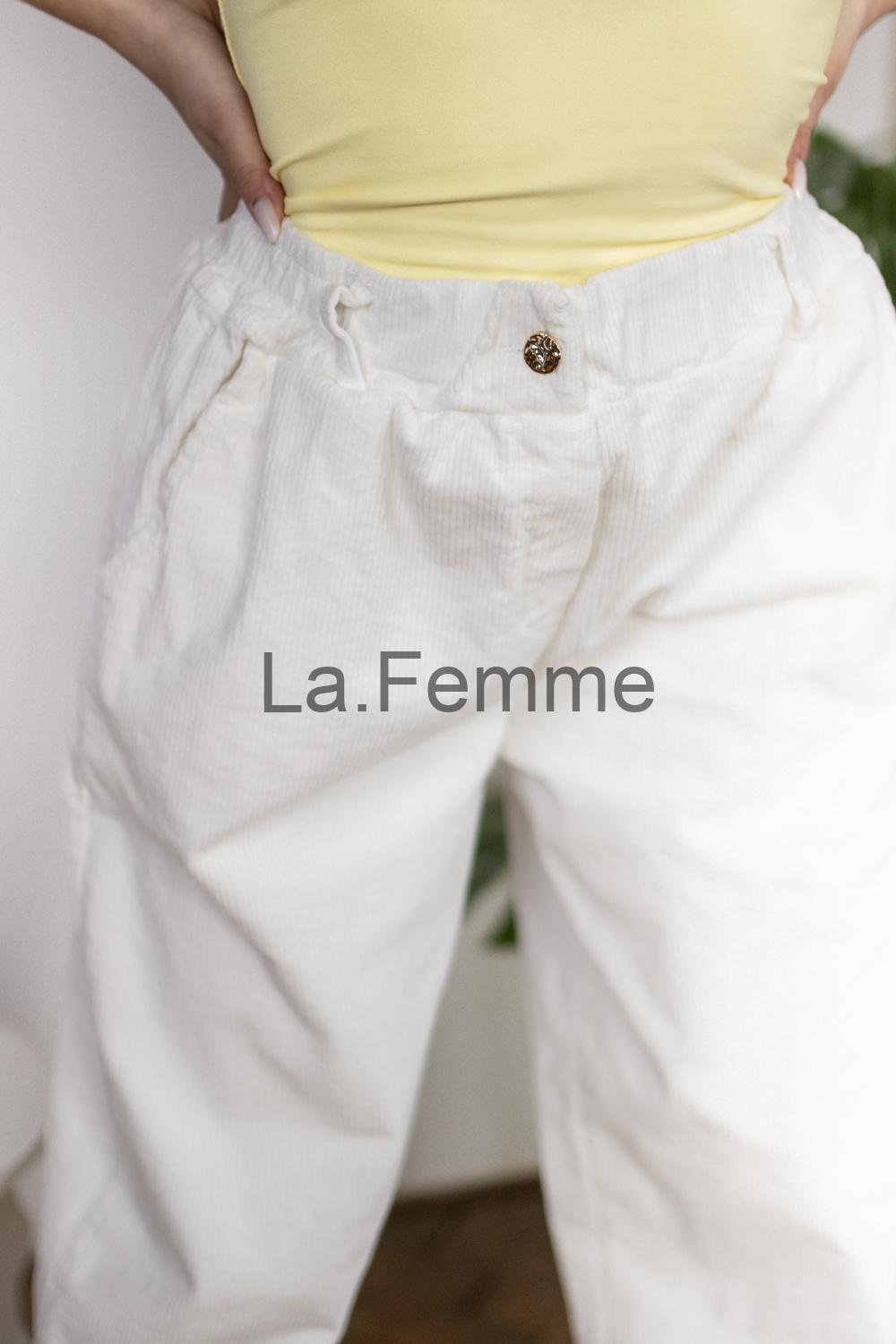 Dámské bílé manšestrové kalhoty, white