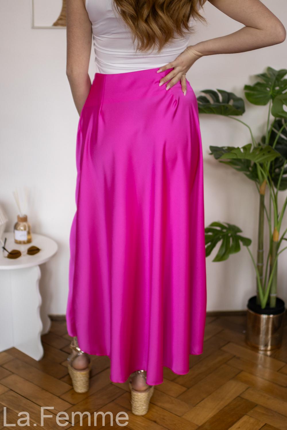 Dámská saténová sukně, pink