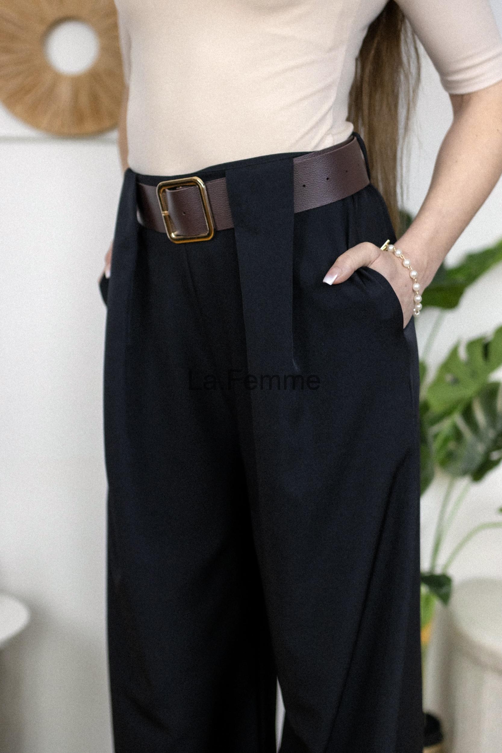 elegantní kalhoty wide leg, black