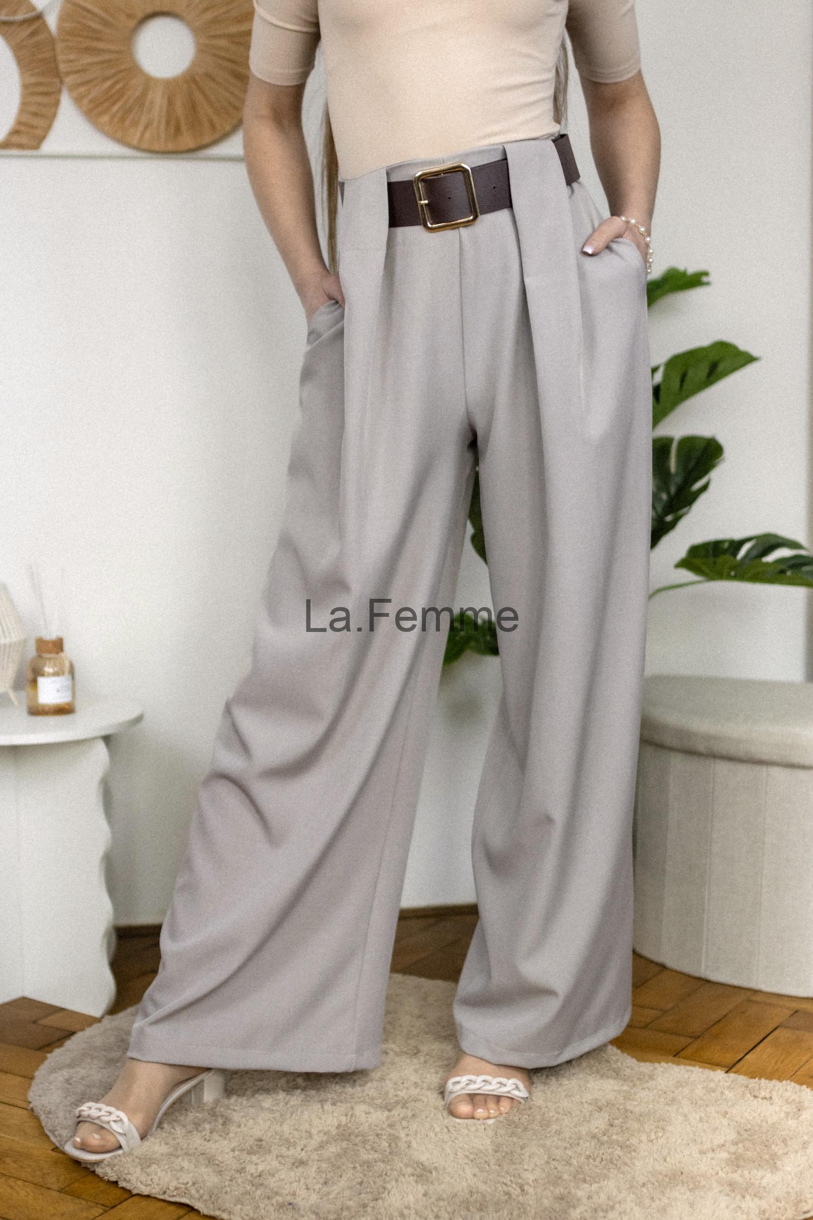 elegantní kalhoty wide leg, beige