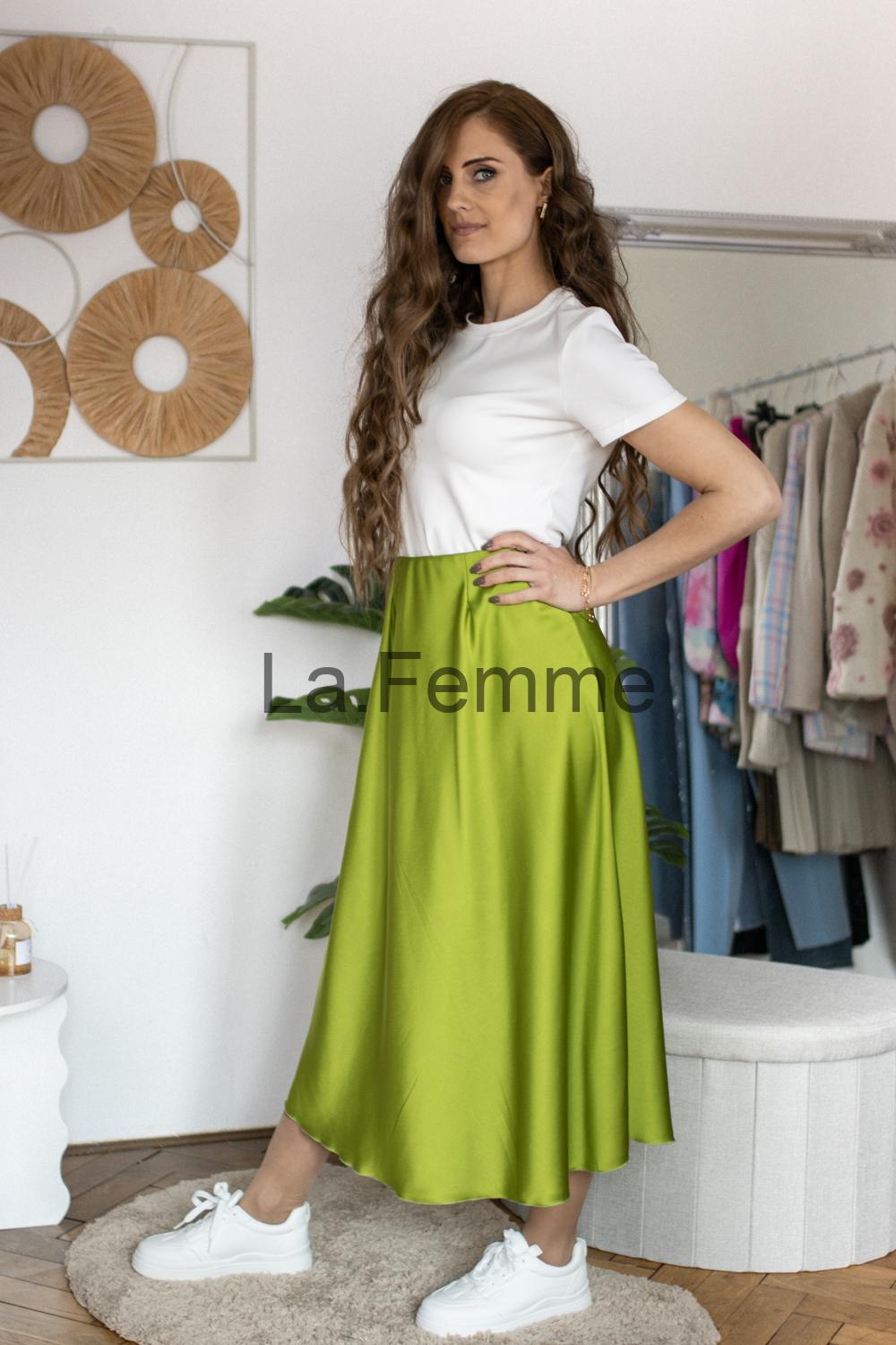 Dámská saténová sukně, green
