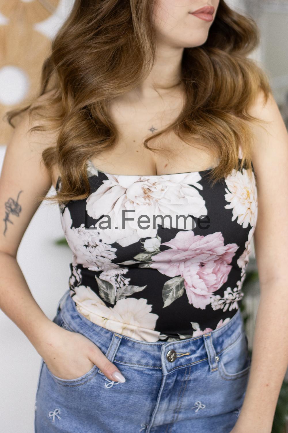 Dámské květované tílko Basic, black