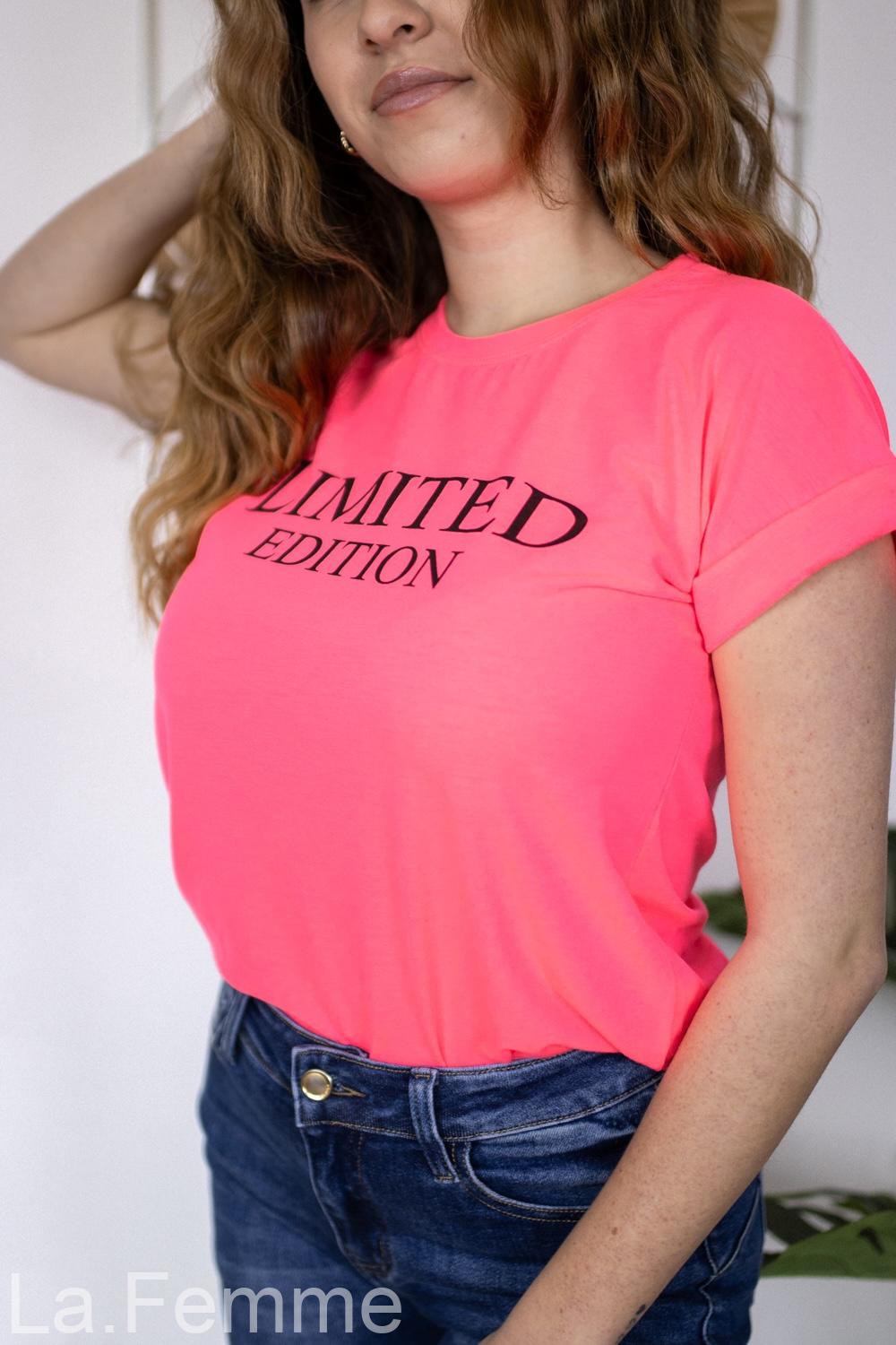 Dámské neonově růžové tričko Limited Edition
