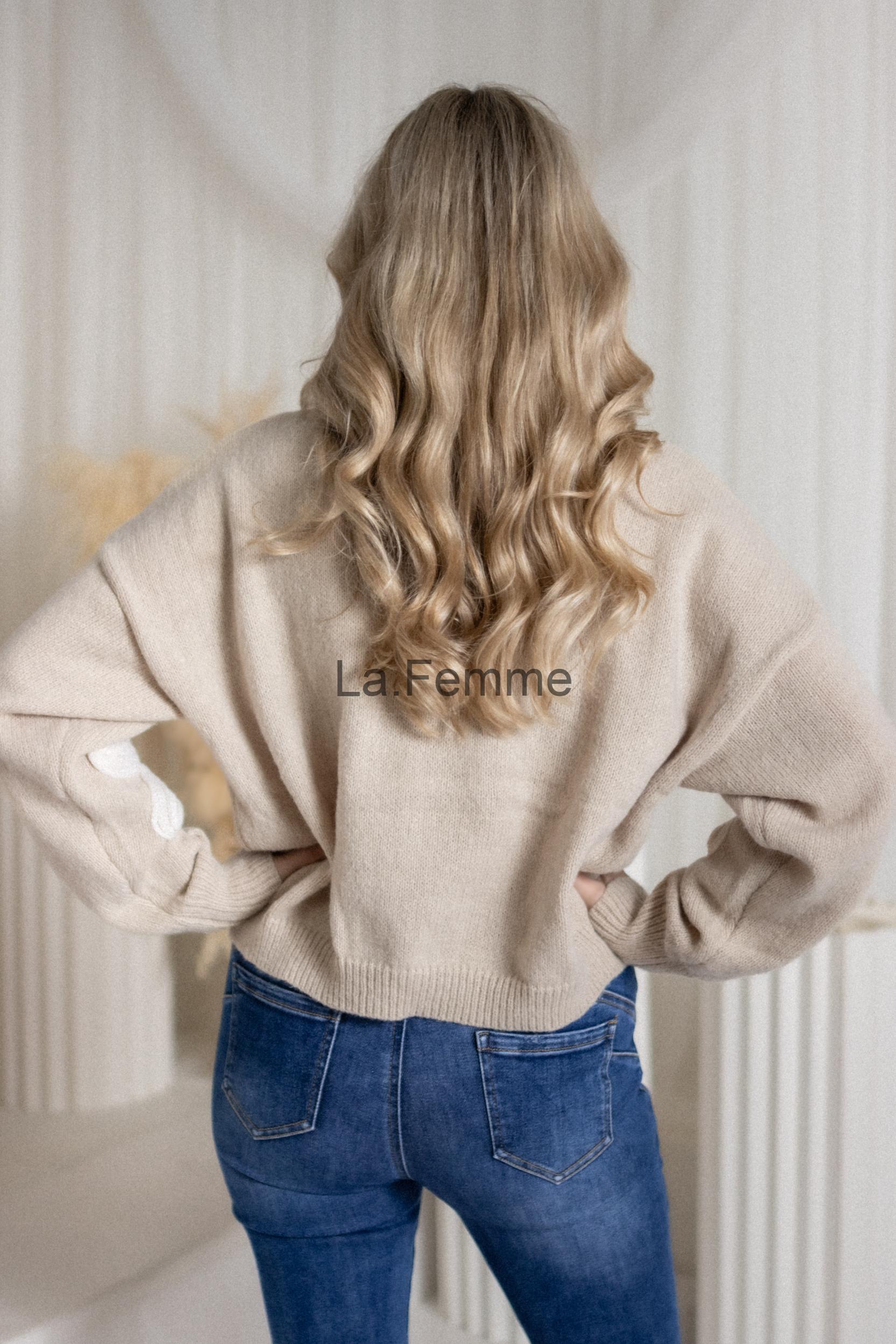 Oversize dámský svetr Flower, Beige