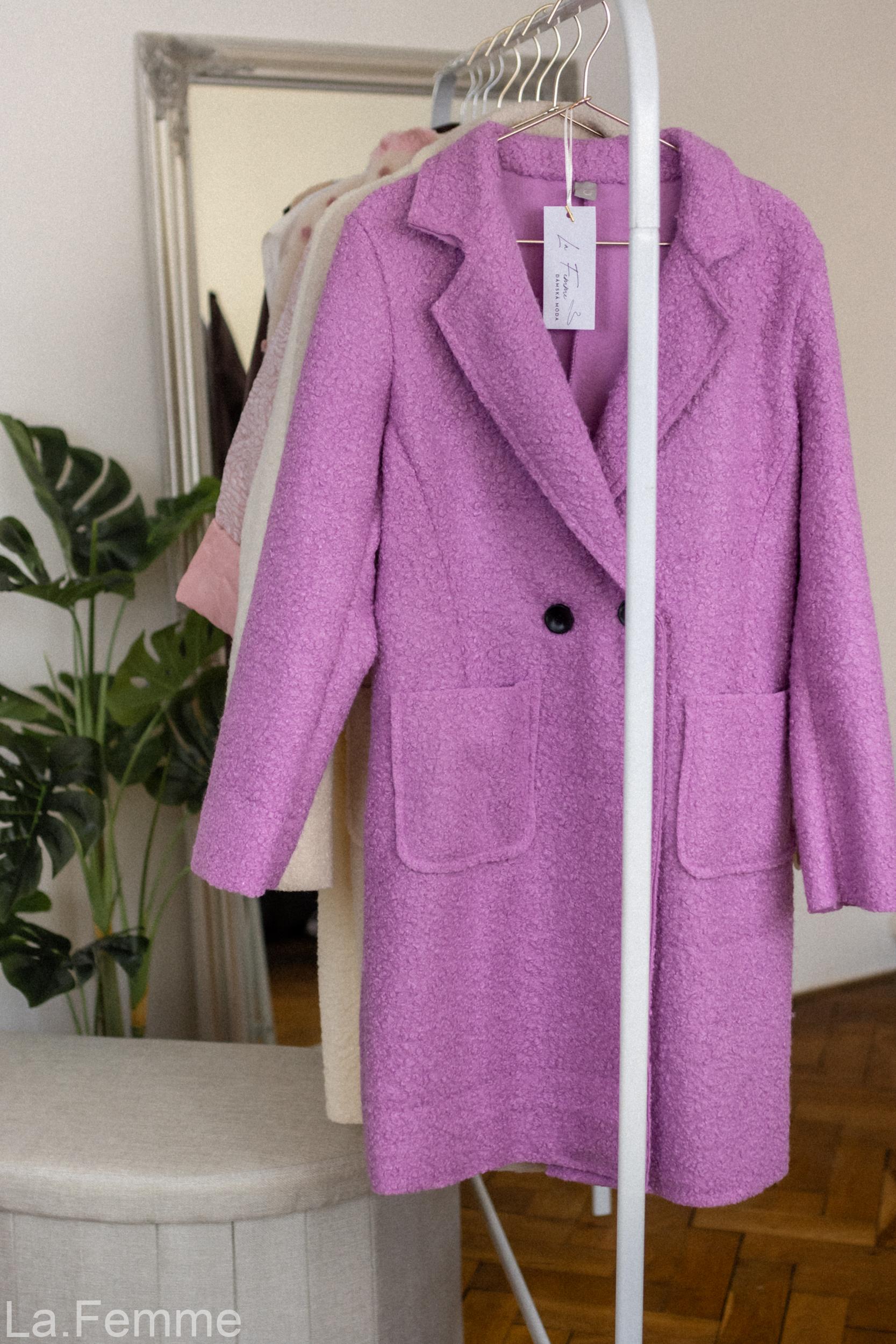 Beránkový kabátek Isabel, deep lilac