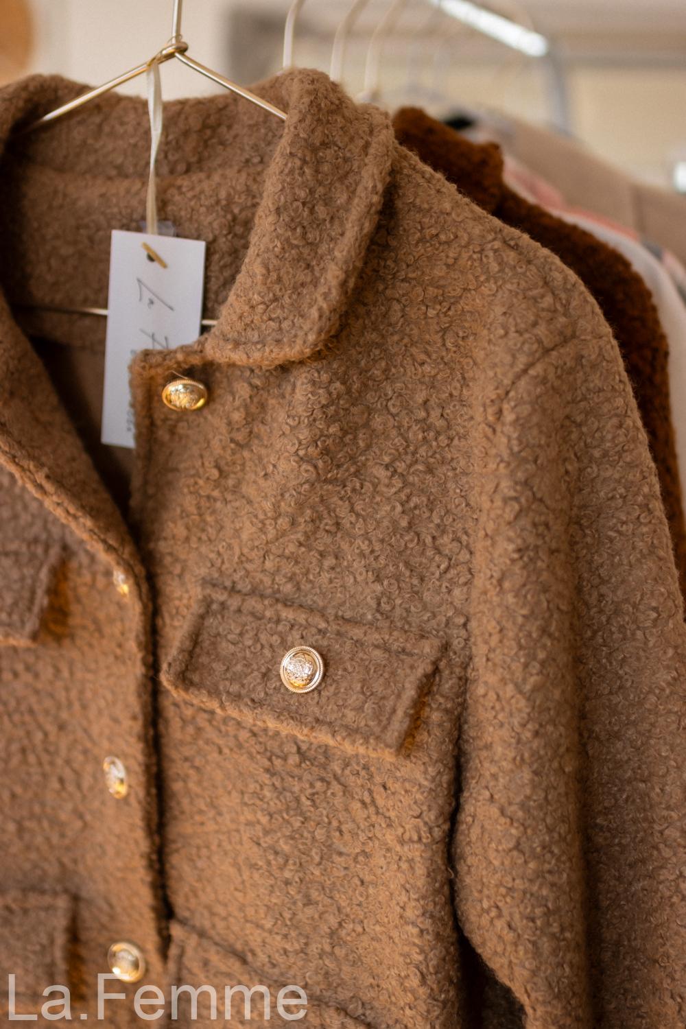 Krátký beránkový kabátek Elissa, light brown